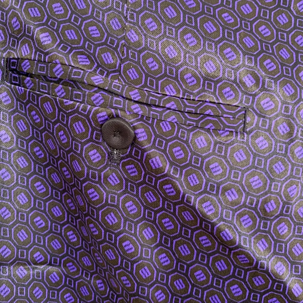 Massimo Dutti Purple Satin Trousers Geometric Pattern New Pants Size 6 - Picture 12 of 16